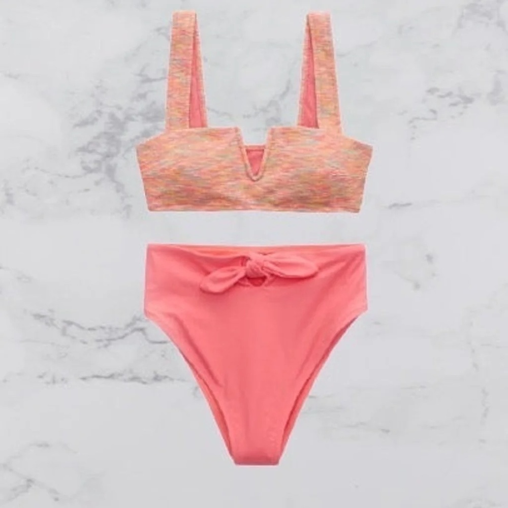 **NEW** AERIE SPACE DYE BANDEAU BIKINI SWIM SET